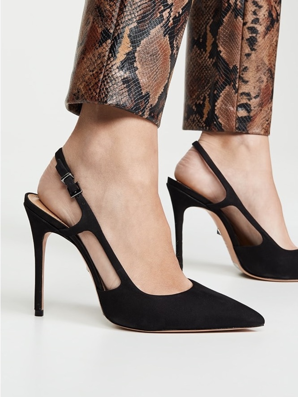 SCHUTZ Black Pointed-Toe Slingback Pumps